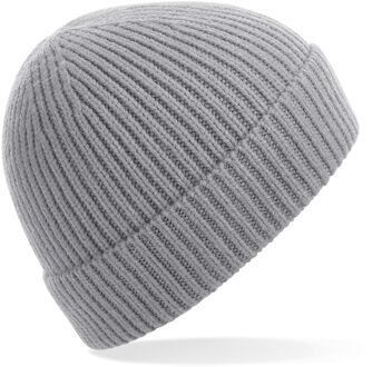 Beechfield Gebreide Ribbed Beanie wintermuts in het lichtgrijs voor volwassenen - Damesmutsen / herenmutsen - 97% polyacryl en Elastaan