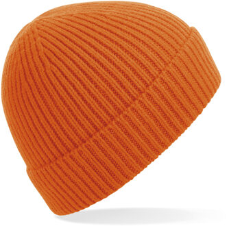 Beechfield Gebreide Ribbed Beanie wintermuts in het oranje voor volwassenen - Damesmutsen / herenmutsen - 97% polyacryl en Elastaan