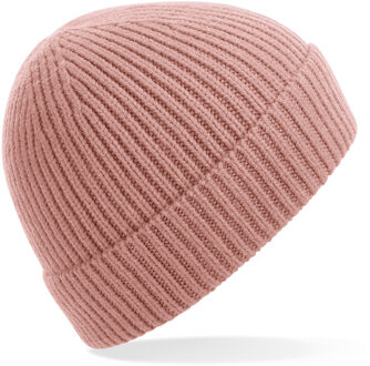 Beechfield Gebreide Ribbed Beanie wintermuts in het roze voor volwassenen - Damesmutsen / herenmutsen - 97% polyacryl en Elastaan