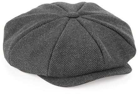 Beechfield Grijze flatcap voor dames - volledig gestikt - bakerboy pet / flat cap L/XL