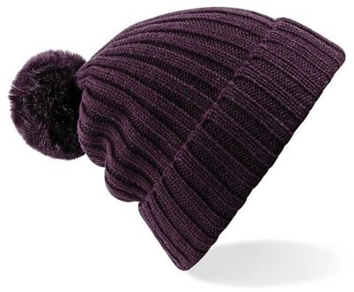 Beechfield Grof gebreide winter muts aubergine  voor dames