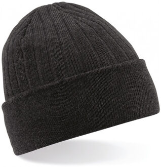 Beechfield Heren/Dames Beanie Thinsulate Wintermuts 100% acryl wol antraciet grijs One size