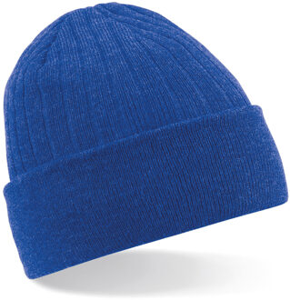 Beechfield Heren/Dames Beanie Thinsulate Wintermuts 100% acryl wol blauw One size