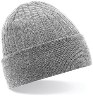 Beechfield Heren/Dames Beanie Thinsulate Wintermuts 100% acryl wol Lichtgrijs One size