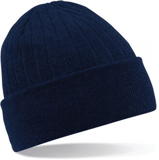 Beechfield Heren/Dames Beanie Thinsulate Wintermuts 100% acryl wol navy One size