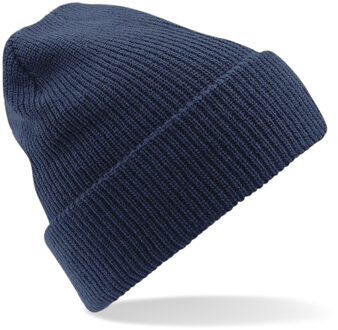 Beechfield Heritage Beanie - gebreid - wintermuts - donkerblauw - volwassenen - Dames / herenmuts - One size