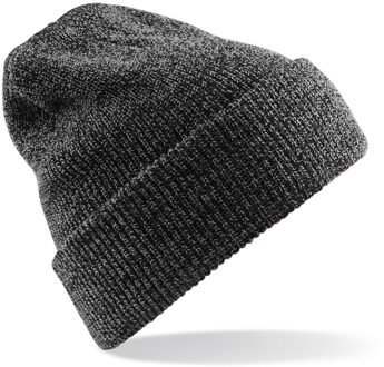 Beechfield Heritage Beanie - gebreid - wintermuts - donkergrijs - volwassenen - Dames / herenmuts - One size