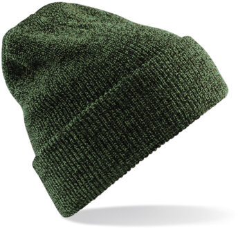 Beechfield Heritage Beanie - gebreid - wintermuts - mosgroen - volwassenen - Dames / herenmuts - One size