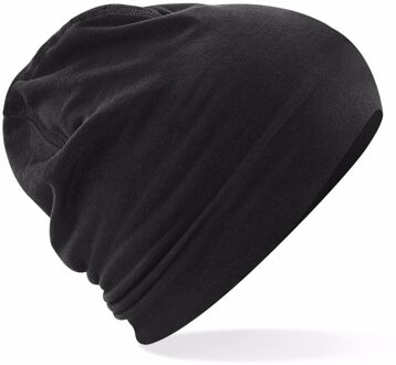 Beechfield Katoenen sport beanie zwart voor volwassenen