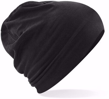 Beechfield Katoenen sport beanie zwart voor volwassenen