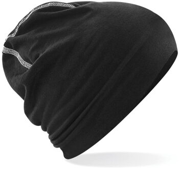 Beechfield Katoenen zwarte muts/beanie voor heren - mutsen - beanies