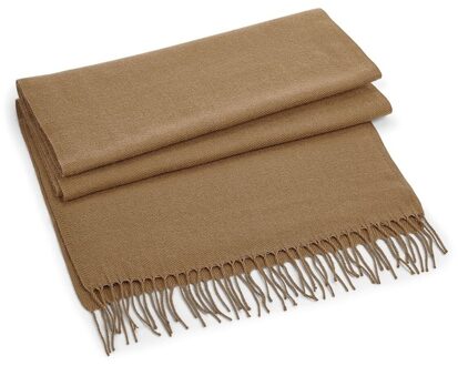Beechfield Sjaal - fijn geweven - camel bruin - volwassenen - polyacryl - klassiek - 186 x 47 cm