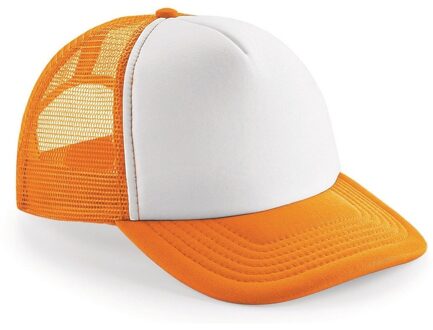 Beechfield Snapback truckers pet - oranje met wit - retro vintage cap - volwassenen