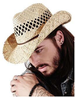 Beechfield Stro cowboy strand hoed - volwassenen - festival - one size