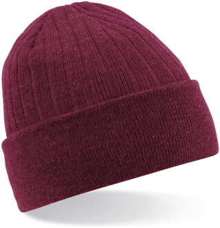 Beechfield Thinsulate Wintermuts Beanie - Heren/Dames - 100% acryl wol - bordeaux rood - One size