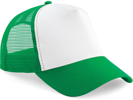 Beechfield Truckers baseball caps groen/wit voor volwassenen - voordelige petjes/caps