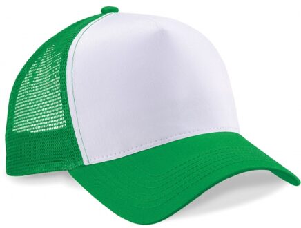 Beechfield Truckers baseball caps groen/wit voor volwassenen - voordelige petjes/caps