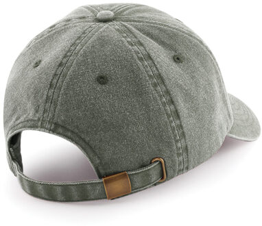 Beechfield Unisex Laag Profiel Vintage Denim-Look Cap (Vintage Olijf)