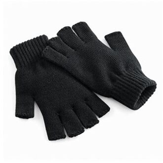 Beechfield Vingerloze handschoenen voor volwassenen - zwart - Acryl/katoen - gebreid