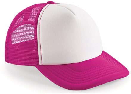 Beechfield Vintage/retro snapback truckers pet fuchsia/wit voor volwassenen - Hippe petten/caps