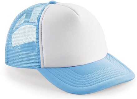 Beechfield Vintage/retro snapback truckers pet - lichtblauw/wit - volwassenen - Hippe petten - baseballcaps