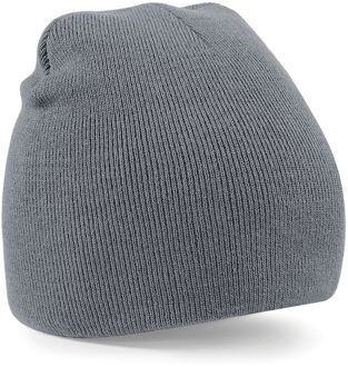 Beechfield Warme gebreide Beanie wintermuts in het donkergrijs voor volwassenen - Damesmutsen / herenmutsen - 100% polyacryl - Basic line