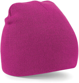 Beechfield Warme gebreide Beanie wintermuts in het fuchsia roze voor volwassenen - Damesmutsen / herenmutsen - 100% polyacryl - Basic line