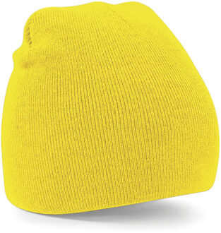 Beechfield Warme gebreide Beanie wintermuts in het geel voor volwassenen - Damesmutsen / herenmutsen - 100% polyacryl - Basic line