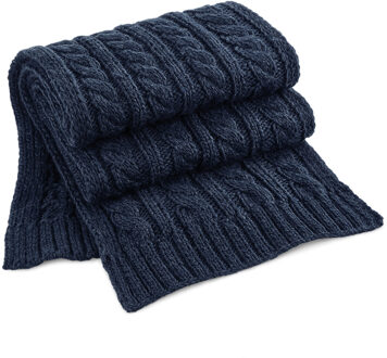 Beechfield Warme kabel gebreide winter sjaal - navy blauw - voor volwassenen