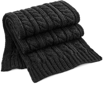 Beechfield Warme kabel gebreide winter sjaal - zwart - voor volwassenen