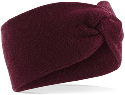 Beechfield winter hoofdband Twist - oorwarmer - bordeaux rood - gebreide look