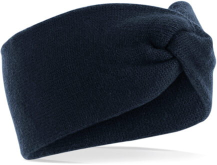 Beechfield winter hoofdband Twist - oorwarmer - navy blauw - gebreide look