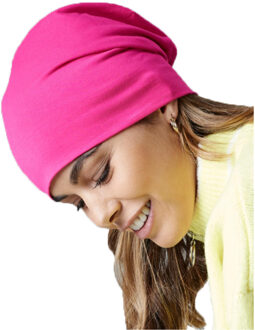 Beechfield Wintermuts Beanie Hemsedal - fuchsia roze - heren/dames - katoen One size