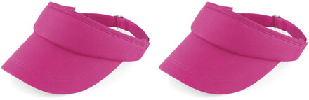 Beechfield Zonneklep - 2x stuks - fuchsia roze - volwassenen - sportieve zonneklep