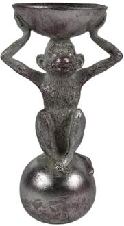 Beeld aap zilverkleurig 26cm