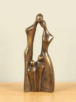 Beeld brons Familie, 2 kinderen Klein 16 cm