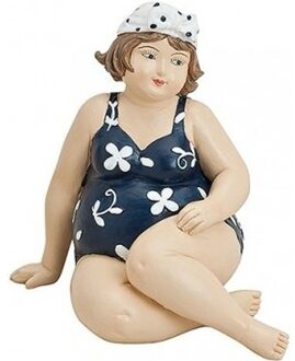 Beeld Dikke Dame 12 Cm In Blauw Badpak - Beeldjes Multikleur