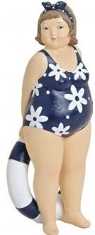 Beeld Dikke Dame 20 Cm Met Reddingsboei - Beeldjes Multikleur