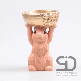 Beeld Eekhoorn met bak 11x9,5x18cm beige