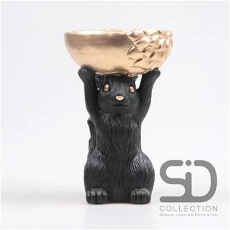 Beeld Eekhoorn met bak 14x22,5cm zwart