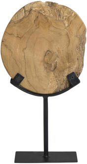 Beeld Nomad - Zwart/naturel - 31x17x8 Cm - Metaal/Teakhout - Zwart#Crème