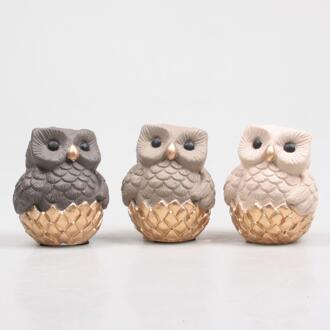 Beeld Uil 8,9x8,4x10,5cm verschillende