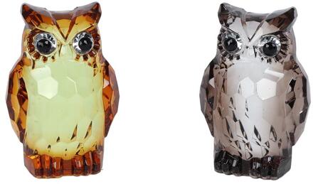 Beeld Uil grijs/brown acryl 4x4x7cm verschillende