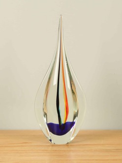 Beeld uit glas met gekleurde lijnen, 39 cm 2A016