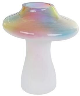 Beeld/Vaas Paddenstoel Rainbow glas H12cm multi