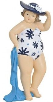 Beeldje - dikke dame met handdoek - polystone - 20 cm