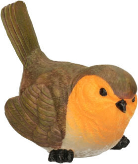 Beeldje roodborstje vogel - type 1 - van 11 cm - voor binnen en buiten