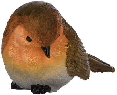 Beeldje roodborstje vogel - type 2 - van 11 cm - voor binnen en buiten Multi