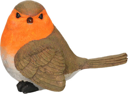 Beeldje roodborstje vogel - type 3 - van 11 cm - voor binnen en buiten Multi