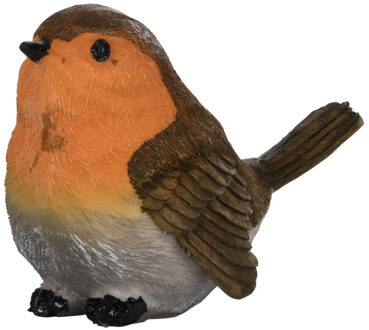 Beeldje roodborstje vogel - type 4 - van 11 cm - voor binnen en buiten Multi